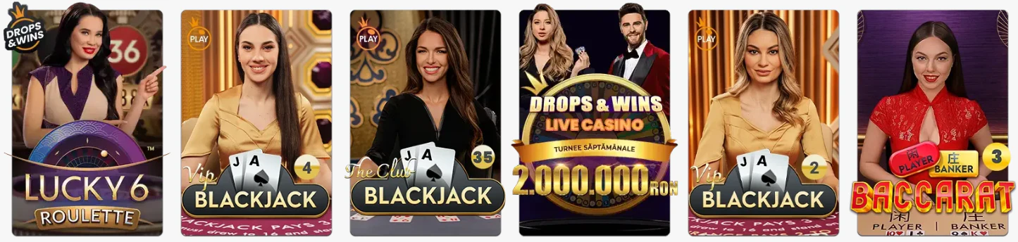 Zona de juegos de casino y mesas en directo de Luck Casino